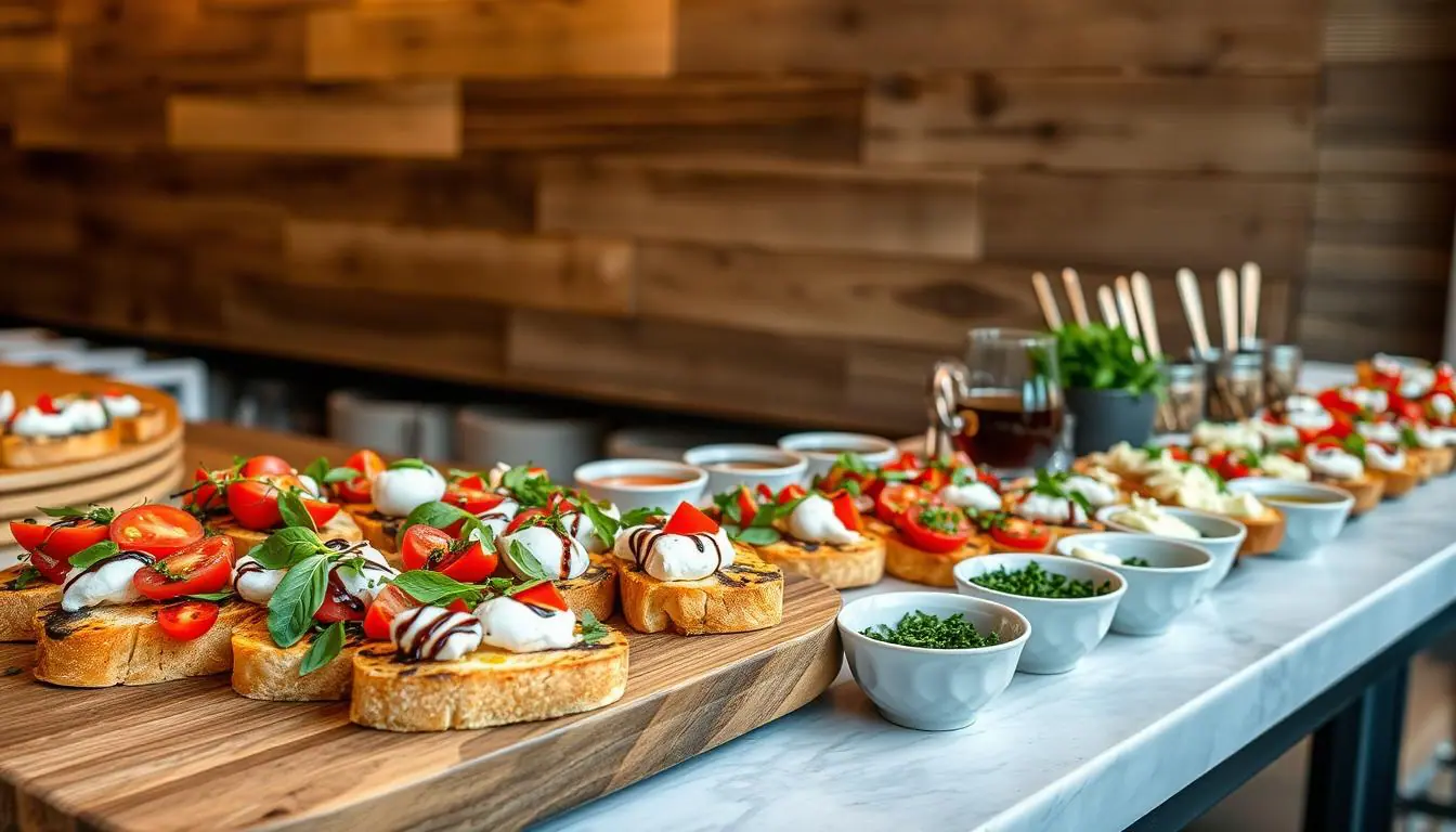 Bruschetta bar ideas, easy entertaining appetizers, Italian appetizer recipes,