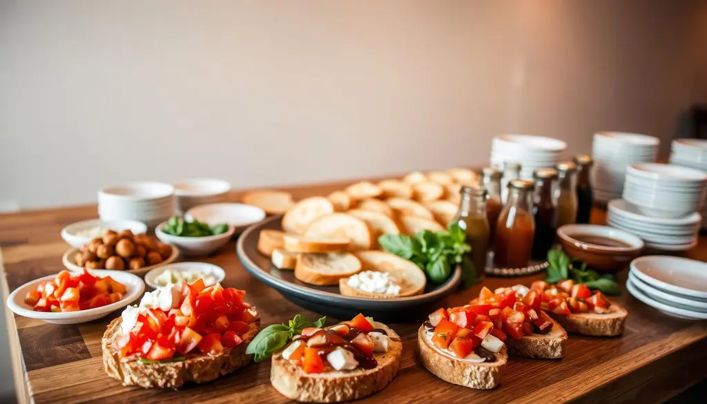 Bruschetta bar serving pieces
