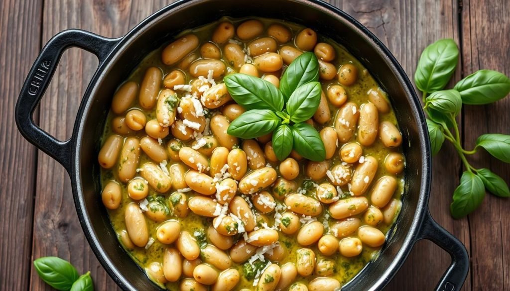 creamy pesto beans recipe