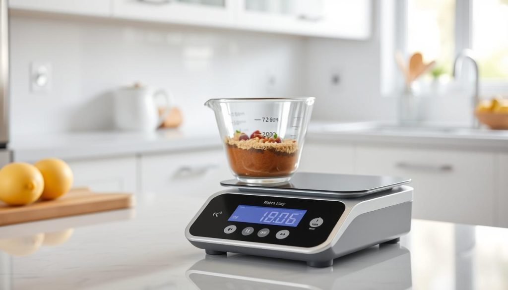 digital kitchen food scale with measuring cup