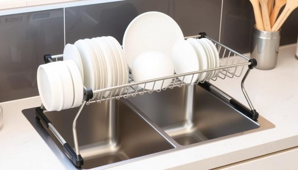 over sink roll up dish drying rack