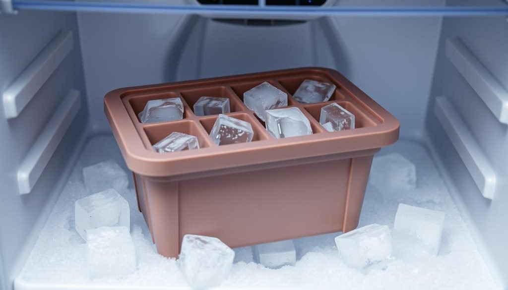 silicone ice cube tray with lid and bin
